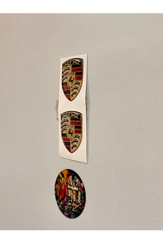 Porsche Damla Sticker Etiket Kabartmalı 3dsilikon Direk Arma Porsche Etiketçilere Özel 2adet 3,5x3cm Çok Renkli