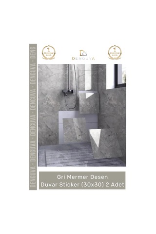 Sticker Mutfak Banyo Tezgah Duvar Sticker Isıya Dayanıklı Yapışkanlı Gri Mermer Desen 30x30cm - 2 A
