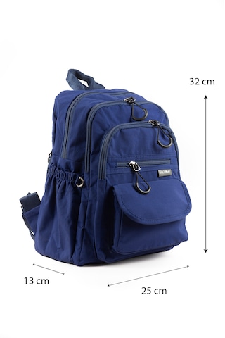 İmaks Küçük Boy 32 Cm Hafif Su Geçirmez Paraşüt Kumaş Çok Gözlü Günlük Kadın Sırt Çantası 8317a Lacivert