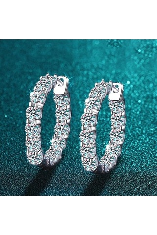 Novahub 925 Ayar Gümüş Mozanit Küpe - 2.6 Karat D Renk Zirkon, Gra Sertifikalı Kadın Takı Gümüş