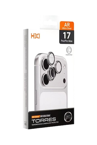 iPhone Uyumlu 17 Pro Max Torres Kamera Lens Koruyucu 9h+ Safir Cam, Anti-reflective, Askeri Dayanıklılık Gümüş