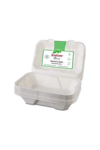 Kafem Ekolojik Sandviç Kapaklı Tabak 25 Li X 5 Paket