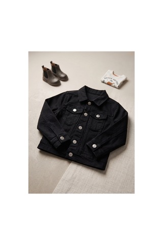 Deniva Kids Siyah Halley %100 Pamuklu Düğmeli Cepli Jean / Denim Kot Ceket