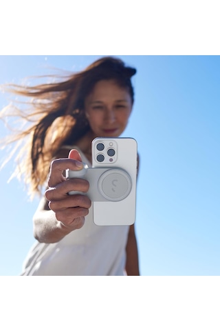 Snapgrip Pro - Kablosuz Deklanşör Düğmesi İle Mobil Pil Tutacağı - Manyetik Montaj Herhangi Bir Telefona Takılır - Qi 2 Kablosuz Şarjlı Dahili Powerbank - Masaüstü Yuvası Taş Çok Renkli