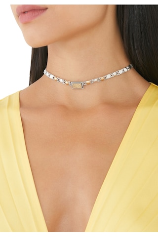 18 Ayar Altın Ve Gümüş Choker Kolye Çok Renkli