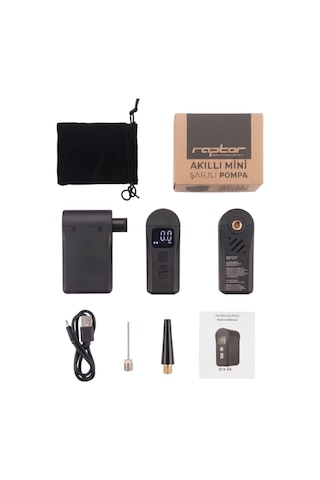 Raptor D15-04 Şarjlı Elektronik Mini Pompa 260001 Siyah