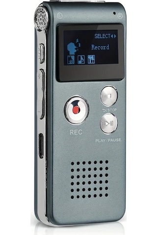 Elmpaly 8gb Gri Yükseltilmiş Mini Ses Kayıt Cihazı Ekranlı Ses Çalma Öğrenci Toplantı