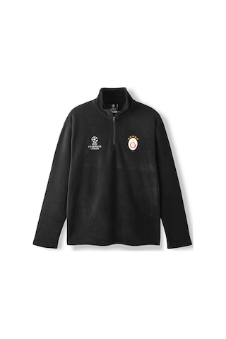 Galatasaray Ucl Erkek Yarım Zip Sweatshirt E252226 Siyah