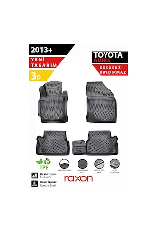Toyota Auris 2013+ 3d Havuzlu Paspas Tam Uyumlu Su Geçirmez, Kaymaz