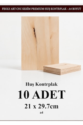 - Huş Kontrplak 10 Adet - A4 21 X 29.7 Cm - 4 Mm Cnc Kesim Lazer Kesim - Yakma - Hobi Seti
