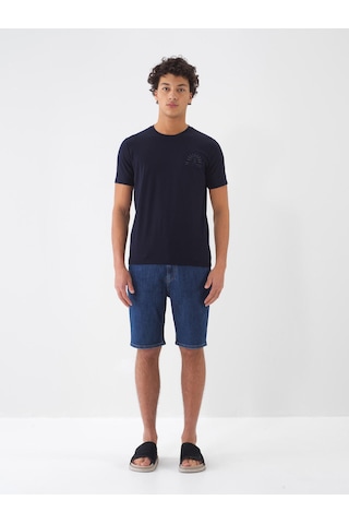 Xint Lacivert Pamuk Dokulu Slim Fit Tişört 502122