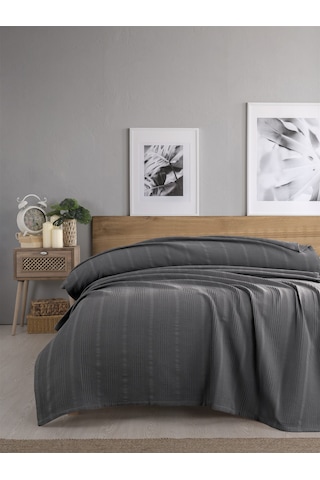 Çift Kişilik Waffle Pike 210x230cm, %100 Pamuk, Petek Tasarım, Antrasit Antrasıt Antrasit
