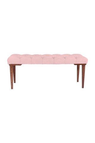 Gazzini Classic Retro Gürgen Ayak Chester Model Kapitoneli Pembe Puf Bench - Ceviz Ayak