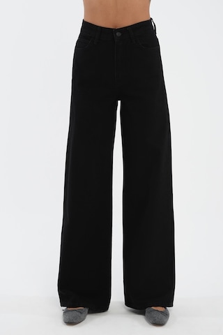 Cross Jeans Weslie Yüksek Bel Fermuarlı Wideleg Fit Jean Kadın Pantolon - Siyah  C 4530-076 Siyah