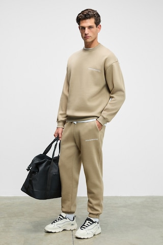 Grımelange Marshall Erkek Pamuklu Içi Polarlı Nakışlı Relaxed Vizon Eşofman Takımı