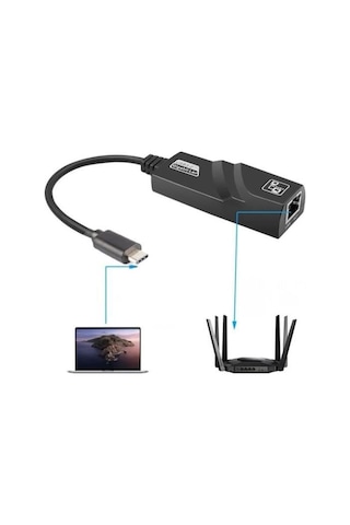 Bilgisayar Uyumlu Type-c To Rj45 Ethernet Çevirici Dönüştürücü Adaptör Destekli 100mbps