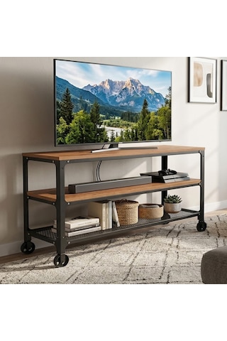 Tekerlekli Tv Sehpası Lcd Tv Ünitesi 5000 Açık Kahverengi