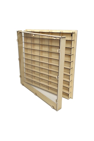 Şeffaf Kapaklı Ahşap Hobi Araba Rafı