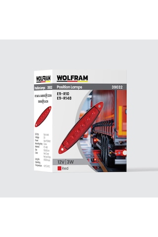 Led Yan Pozisyon Lambası Kırmızı Renk Parmak Led 12v 3w E9-r10 Belgeli