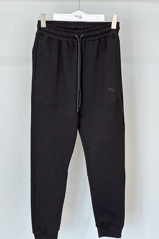 Paçası Lastikli 4 Cepli Şardonlu Erkek Eşofman Altı 7085 Siyah Siyah