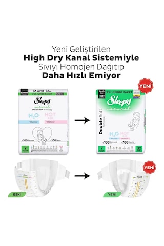 Sleepy Natural Double Soft Avantajlı Mega Paket Bebek Bezi 7 Numara Xxlarge 64 Adet