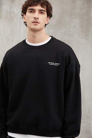 Grimelange Bryan Erkek Yumuşacık Kumaşlı 3 Iplik Oversize Bol Kesim Yuvarlak Yakalı Baskılı Siyah Sweatshirt