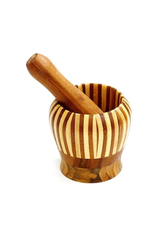 Lüx Bambu Havan Büyük Boy Doğal Bambu Sarımsak Ve Baharat Ezici Ahşap Değildir - 862577564