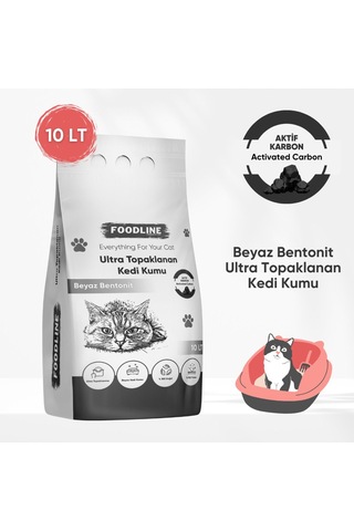 Foodline Aktif Karbonlu İnce Taneli Bentonit Topaklaşan Kedi Kumu 10 L