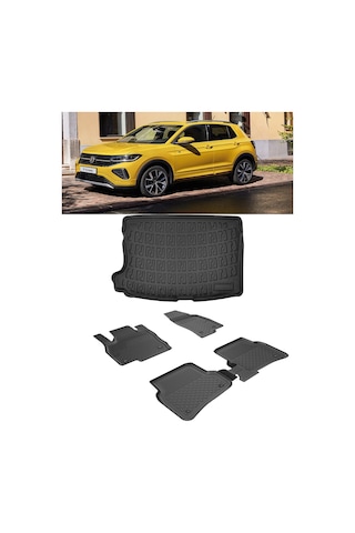 Sahler Volkswagen T-cross 2022 Ve Sonrası 4.5d Paspas 3d Rizline Üst Bagaj Havuzu Set
