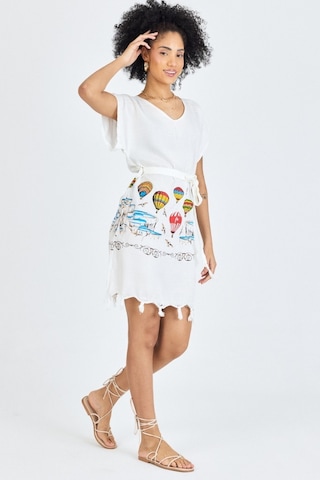 Mulberry Samira Baskılı Bambu Plaj Elbisesi Pareo Havlu Bej