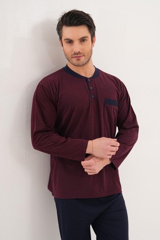 Markalinda 3134 Bordo Büyük Beden Erkek Pijama Takımı Bordo