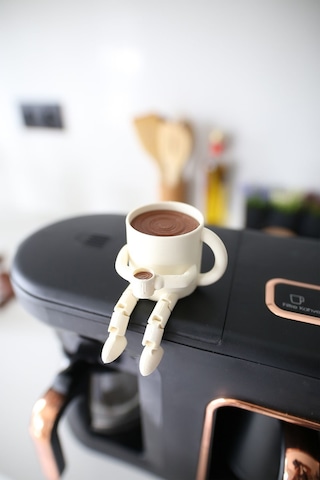 3dprototürk 6'lı Ayaklı Kahve Seti Moka Pot Kahve Tanesi Çaydanlık Cezve Kahve Bardağı Bardak