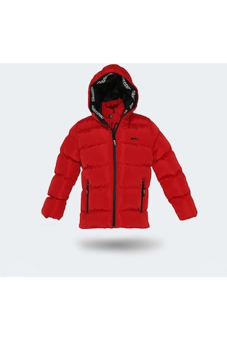 Slazenger NEONS Çocuk Kapüşonlu Şişme Kırmızı Mont & Kaban