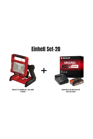 Einhell Set-20 Einhell Te-cl 18/2000 Liac - Solo, Akülü Projektör+einhell 18v 2,5 Ah Pxc Starter Kit, Akü & Şarj Cihazı