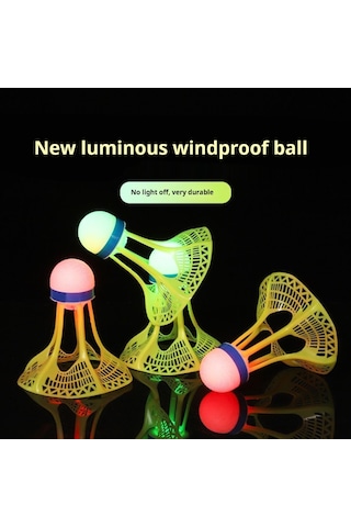 Geeksen Led Işıklı Nylon Badminton Topu, Rüzgar Direnci Ve Dayanıklılık, Kırmızı+yeşil 4 Adet, 48 Saat Pil Ömrü