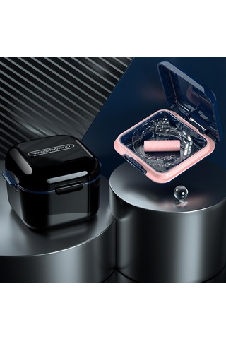 Dolıty Protez Çantası, Süzgeç Sepetli Banyo Siyah-9.7x8.8x7cm