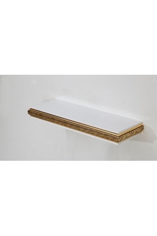 Decorotti Beyaz Altın Varak Gizli Bölmeli Duvar Rafı - Cirino A1-1