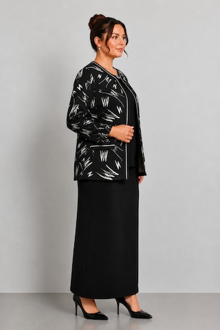 Bihan Store Kadın Desenli Abiye Ceket Ve Bluz İkili Takım- Y26.3986 Siyah Beyaz