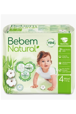Bebem Bebek Bezi Natural Beden:4 7-14kg Maxi 104 Adet Ekonomik 4 Numara