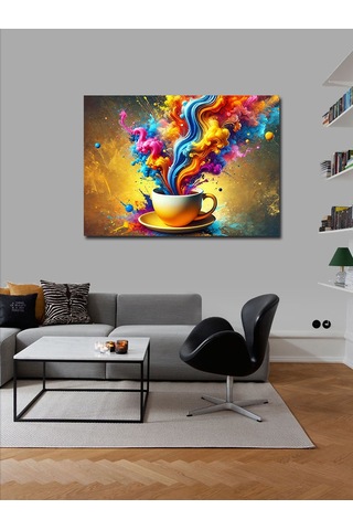 Kanvas Tablo Renkli Kahve Ve Hayal Gücü 50cmx70cm