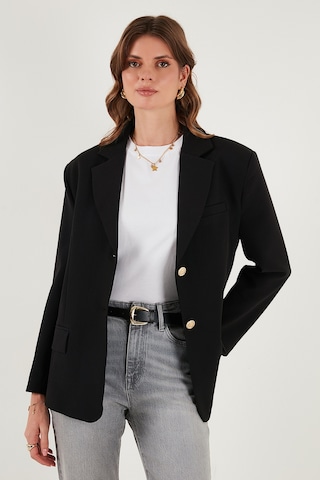 Lela Regular Fit Yaka Düğmeli Blazer Bayan Ceket 6839562 Siyah