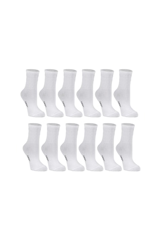 Kadın 12'li Beyaz Renkli Çizgisiz Kısa Konç Tenis Çorabı