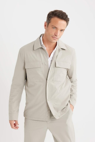 Defacto Regular Fit Polo Yaka Çıtçıt Kapamalı Cepli Teknik Gömlek Ceket B7396AX25SP Gri