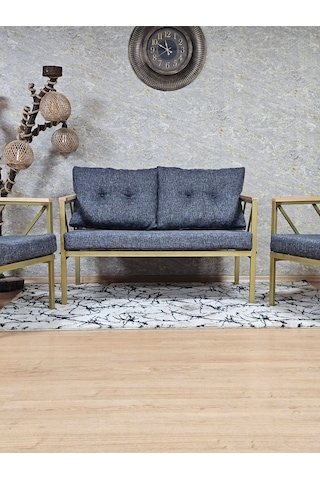 Gold Boyalı Bahçe - Balkon - Mutfak Çay Seti Takımı Bahçe Koltuk 001
