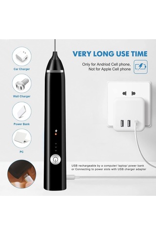 Soulader Şarj Edilebilir Elektrikli Süt Köpürtücü Makinesi 3 Hız Ayarı İle Sıcak Soğut Köpük Yapıcı Siyah