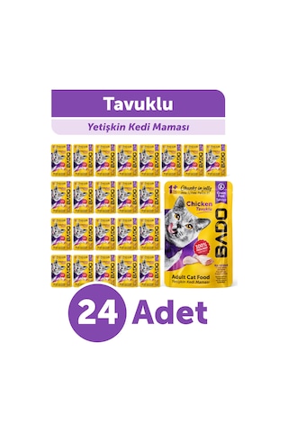 Bado Yetişkin Yaş Kedi Maması Tavuk Etli 85gr 24'lü