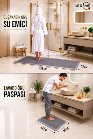 Mainshop 2 Li Set Sihirli Su Emici Mutfak Banyo Paspası Kaymaz Tabanlı 156x38 Cm Takım 38x58 Cm Yazısız Model M-62 Gri Mainshop 2 Li Set Sihirli Su Emici Mutfak Banyo Paspası Kaymaz Tabanlı 156x38 Cm Takım 38x58 Cm Yazısız Model M-62 Gri