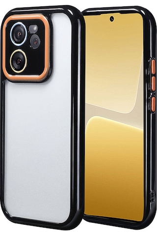 Xiaomi Mi 13t Pro Kılıf Kamera Korumalı Renkli Kenar Ve Çerçeve Tasarımlı Zore Vitamin Kapak-siyah Siyah