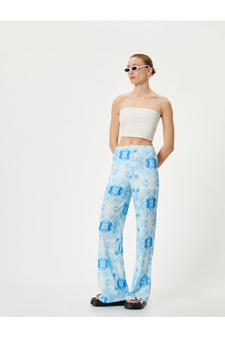 Koton Bol Paça Pantolon Batik Desenli Normal Bel Mavi Desenli 4sak40011ek Mavi