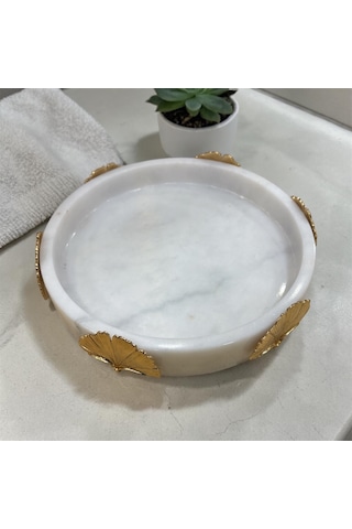Marandmore Ginko Beyaz Mermer 4lü Banyo Seti